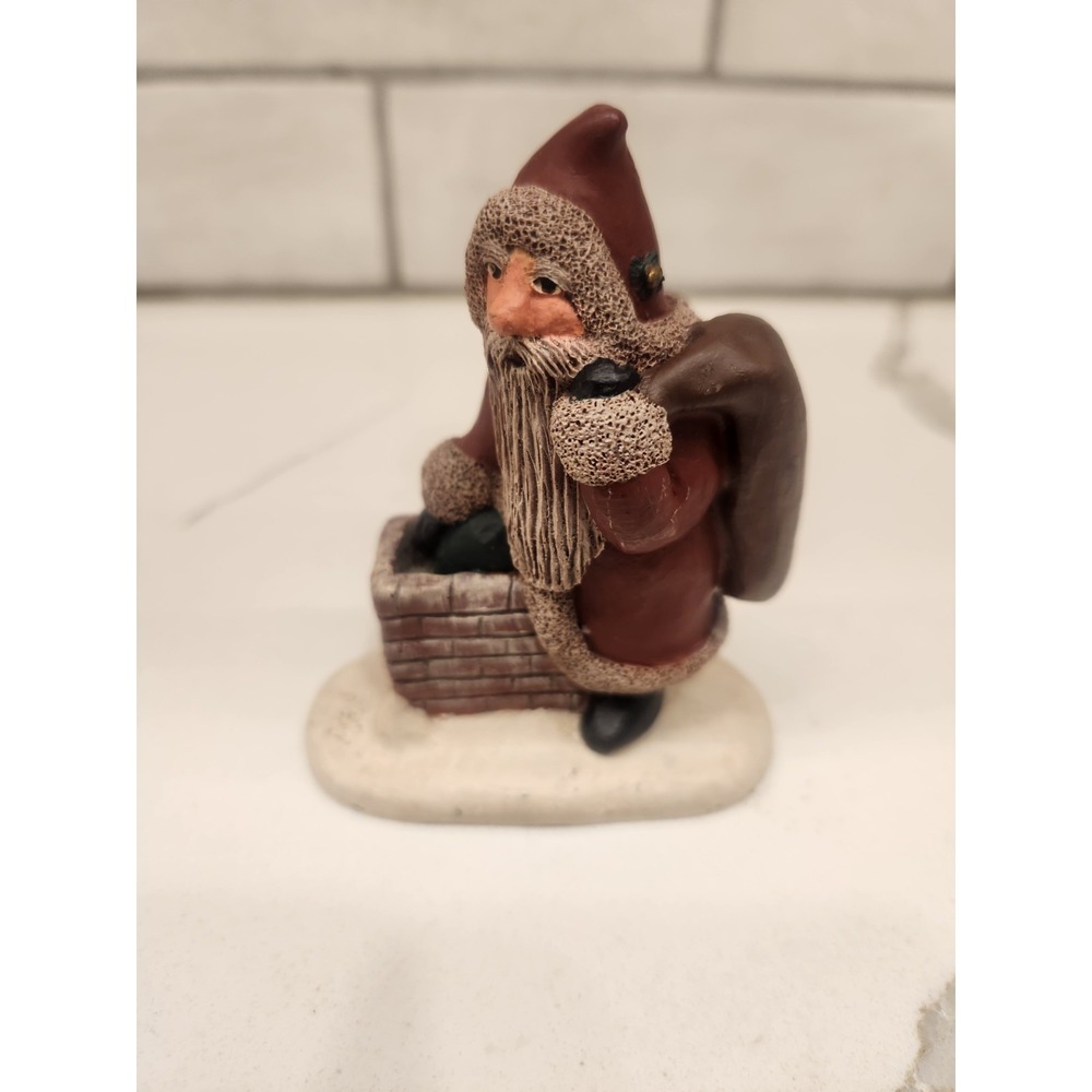 Vintage 1988 Gail Laura Folk Art Chimney Santa Figurine Santa Claus With Sack